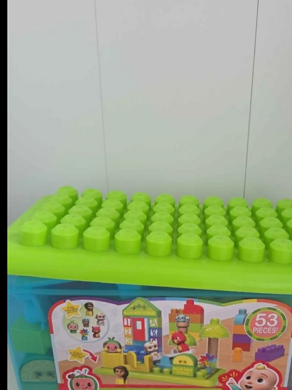 Pink Toy Shopping Cart with Interactive Laptop, Builting Blocks and Train Set